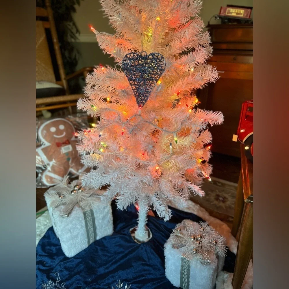 Large Blue Silver Heart Christmas Ornament